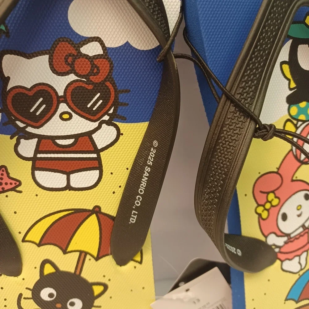 Men's Hello Kitty And Friends Sandals Size 13 Blue‎ Black And Yellow Bioworld